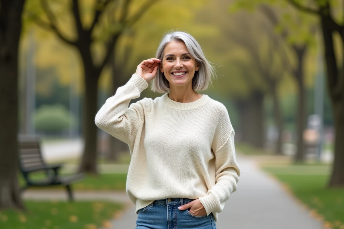Femme active de 50 ans dans un parc urbain