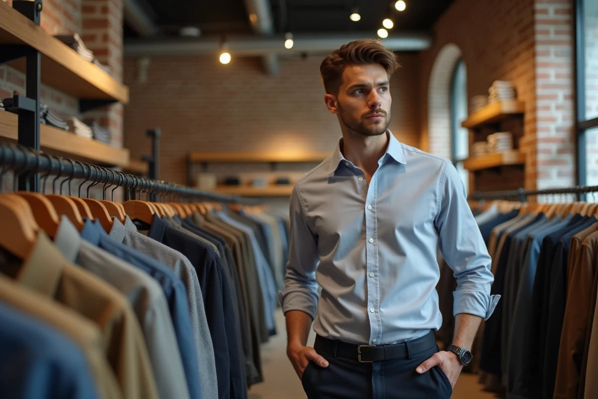 Jeune homme faisant du shopping dans une boutique tendance